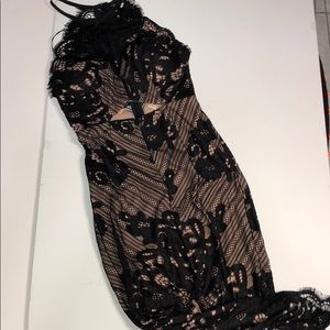 LF Rumor Boutique Black and Nude lace dress